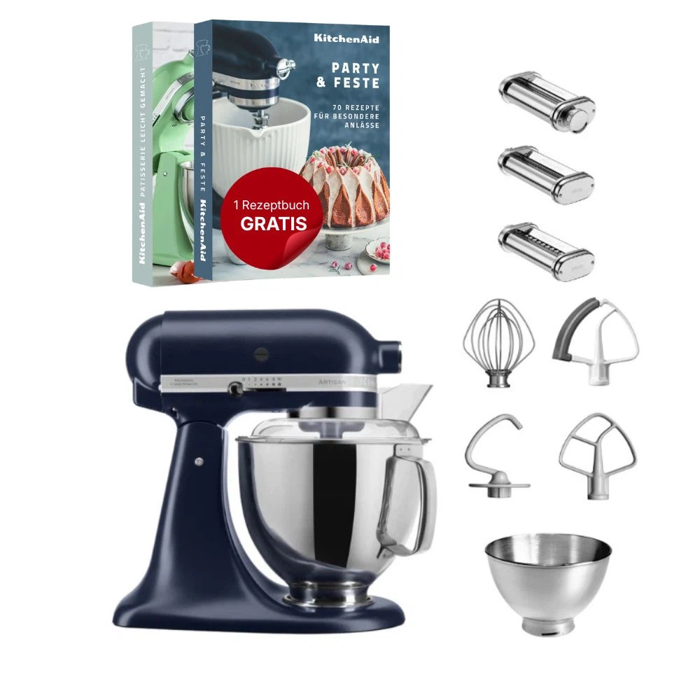 KitchenAid 4,8 L 5KSM175 Artisan Küchenmaschine Pastalover mit Nudelwalzen 3er- Set-Tintenblau