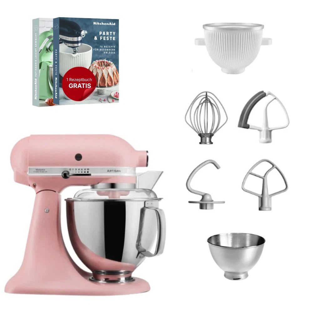 KitchenAid 4,8 L 5KSM175 Artisan Küchenmaschine Icelover mit Eiszubereiter-Altrosa