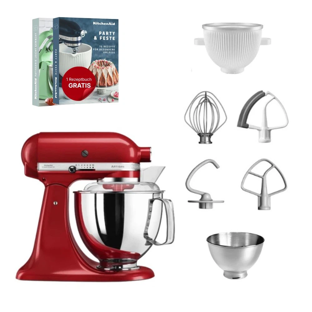 KitchenAid 4,8 L 5KSM175 Artisan Küchenmaschine Icelover mit Eiszubereiter-Empire Rot