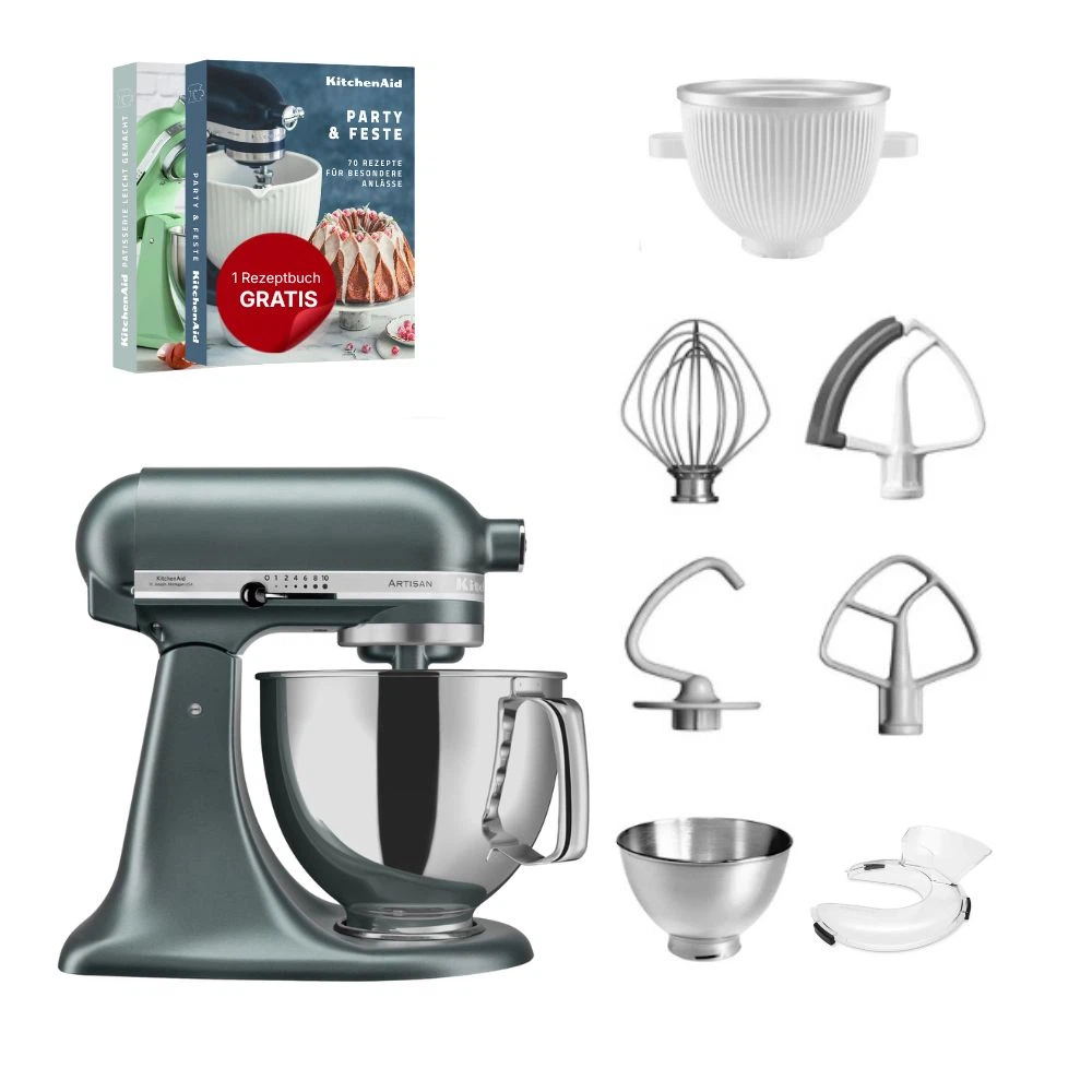 KitchenAid 4,8 L 5KSM175 Artisan Küchenmaschine Icelover mit Eiszubereiter-Juniper (Wacholder)