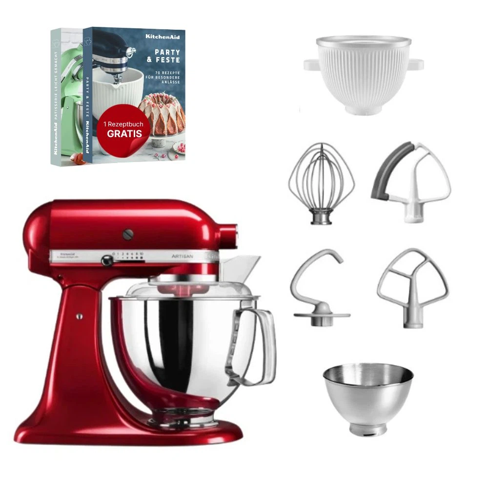 KitchenAid 4,8 L 5KSM175 Artisan Küchenmaschine Icelover mit Eiszubereiter-Liebesapfelrot