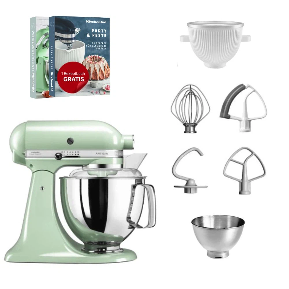 KitchenAid 4,8 L 5KSM175 Artisan Küchenmaschine Icelover mit Eiszubereiter-Pistazie