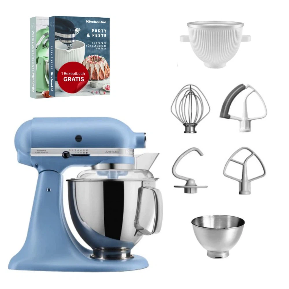 KitchenAid 4,8 L 5KSM175 Artisan Küchenmaschine Icelover mit Eiszubereiter-Velvet Blue