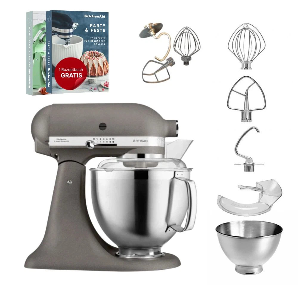 KitchenAid 4,8 L 5KSM185 Artisan Küchenmaschine Tschimmlover TschimmWhip,TschimmHook,TschimmBeat-Imperial Grey
