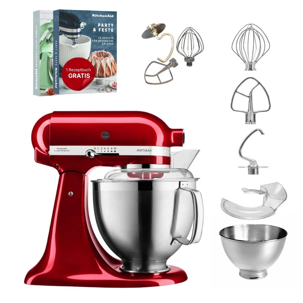 KitchenAid 4,8 L 5KSM185 Artisan Küchenmaschine Tschimmlover TschimmWhip,TschimmHook,TschimmBeat-Liebesapfel Rot