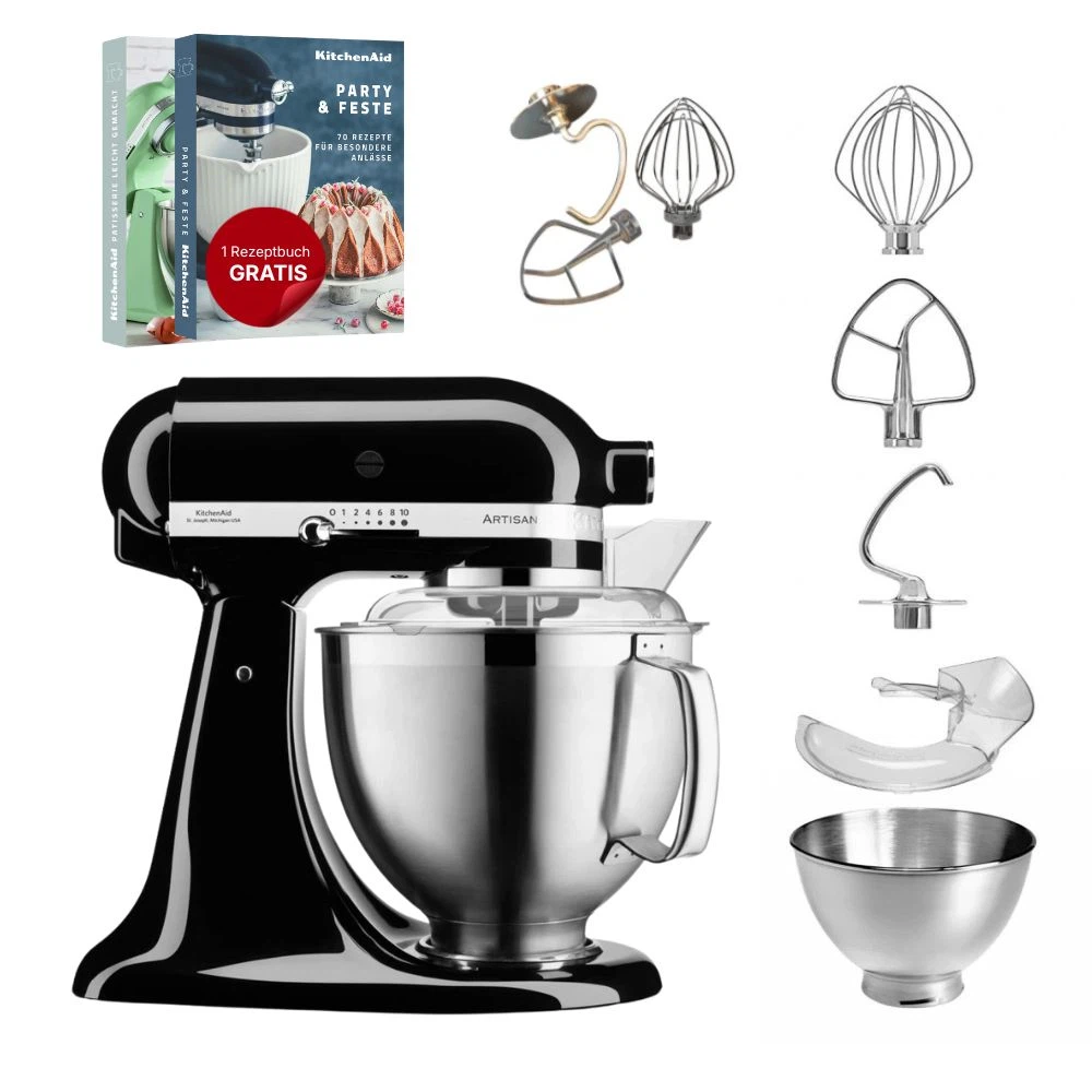 KitchenAid 4,8 L 5KSM185 Artisan Küchenmaschine Tschimmlover TschimmWhip,TschimmHook,TschimmBeat-Onyx Schwarz