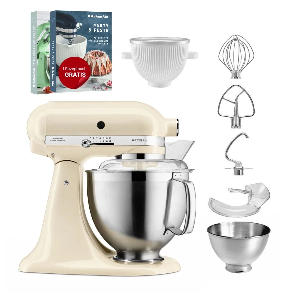 KitchenAid 4,8 L 5KSM185 Artisan Küchenmaschine Icelover Eiszubereiter 5KSMICM-Crème