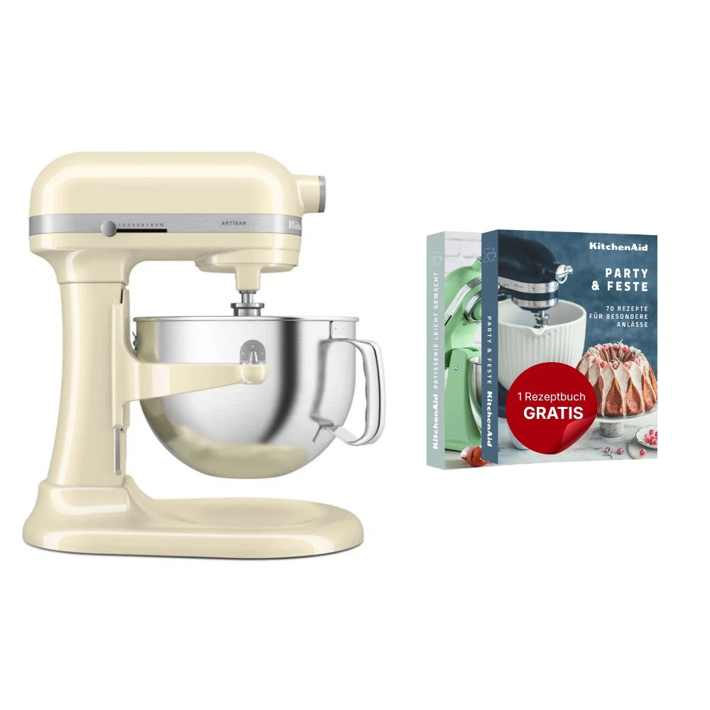KitchenAid Küchenmaschine mit Schüsselheber 5,6 L Artisan 5KSM60SPX-Crème