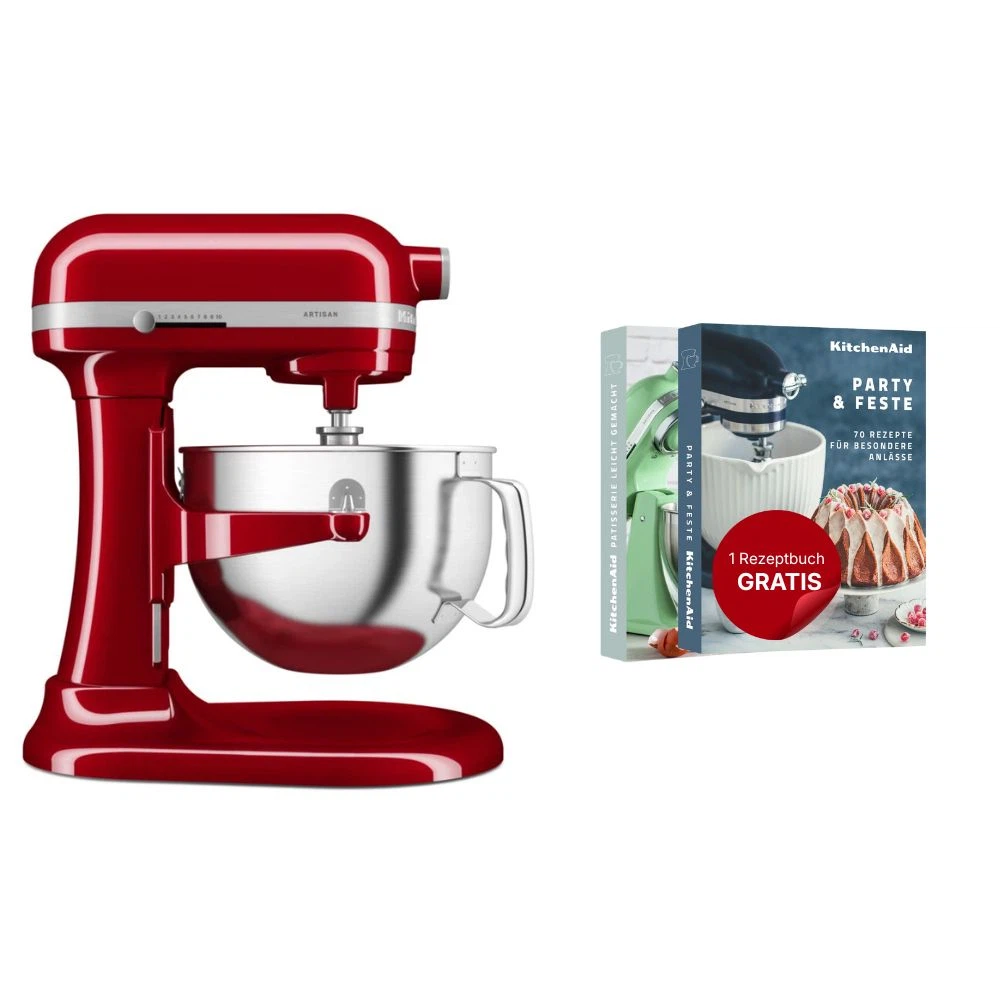 KitchenAid Küchenmaschine mit Schüsselheber 5,6 L Artisan 5KSM60SPX-Empire Rot