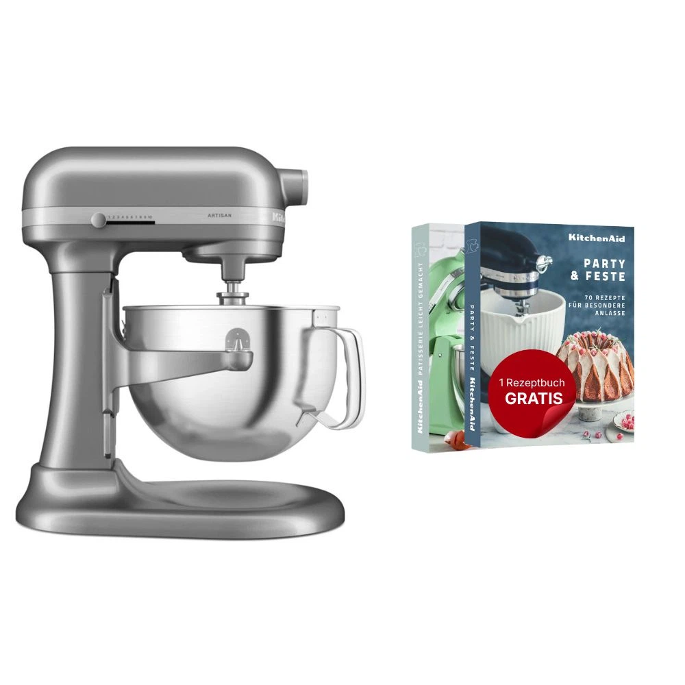 KitchenAid Küchenmaschine mit Schüsselheber 5,6 L Artisan 5KSM60SPX-Kontur Silber