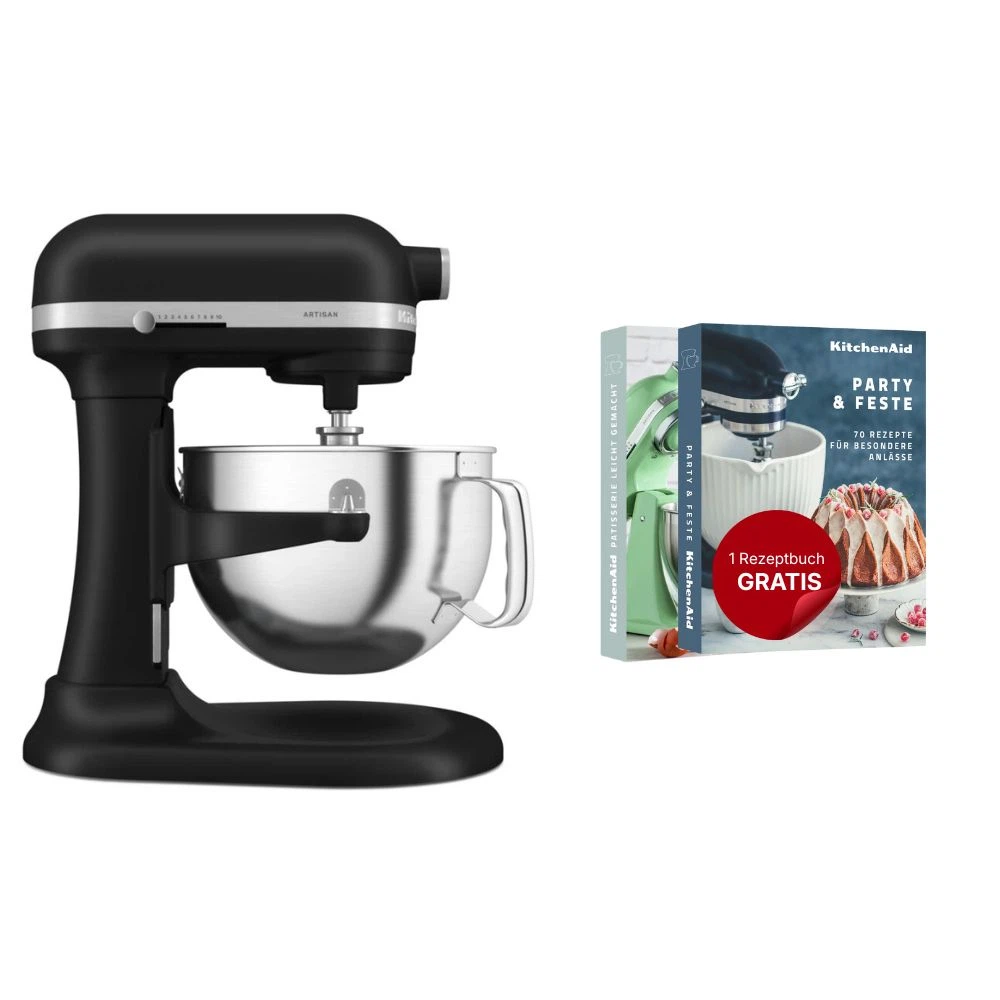 KitchenAid Küchenmaschine mit Schüsselheber 5,6 L Artisan 5KSM60SPX-Matt Schwarz