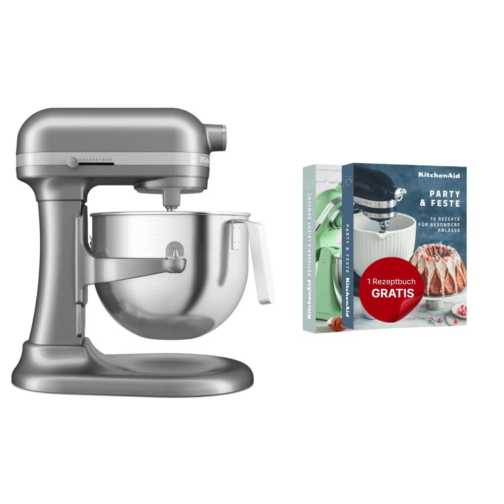 KitchenAid Küchenmaschine mit Schüsselheber 6,6 L Heavy Duty 5KSM70JPX-Kontur Silber