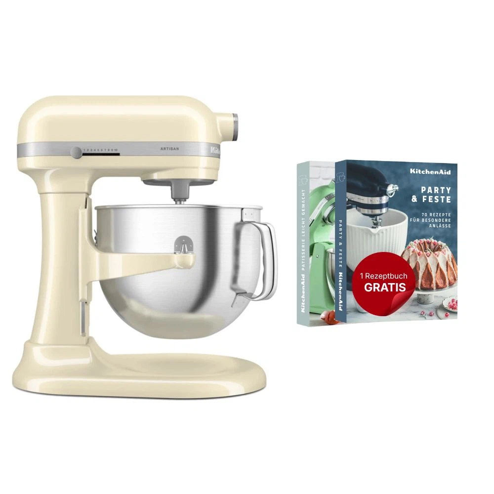 KitchenAid Küchenmaschine mit Schüsselheber 6,6 L Artisan 5KSM70SHX-Crème