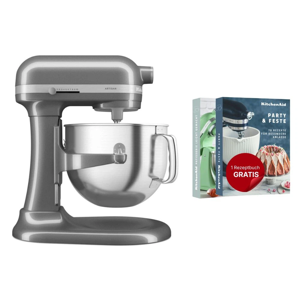 KitchenAid Küchenmaschine mit Schüsselheber 6,6 L Artisan 5KSM70SHX-Medaillon Silber