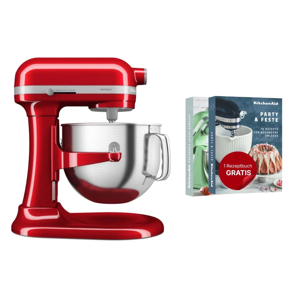 KitchenAid Küchenmaschine mit Schüsselheber 6,6 L Artisan 5KSM70SHX-Liebesapfelrot
