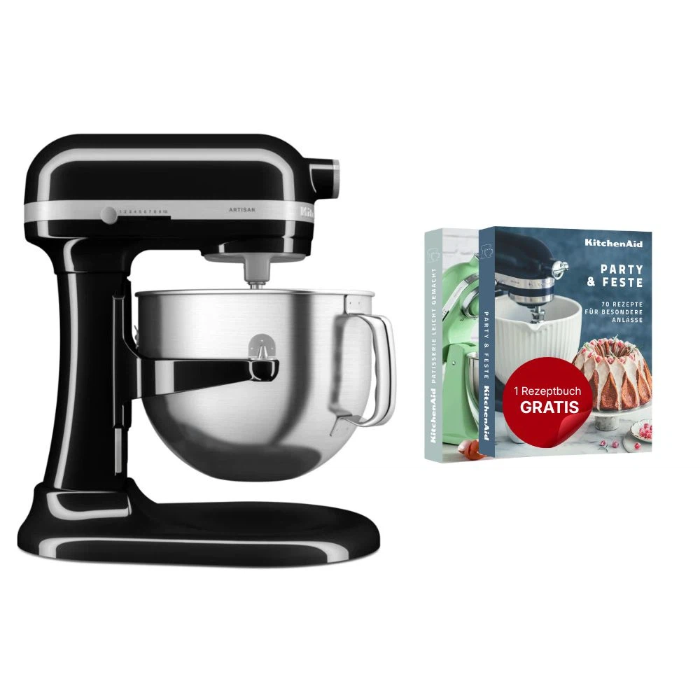 KitchenAid Küchenmaschine mit Schüsselheber 6,6 L Artisan 5KSM70SHX-Onyx Schwarz
