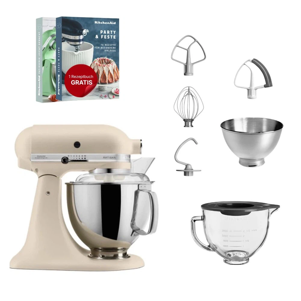 KitchenAid 4,8 L 5KSM175 Artisan Küchenmaschine Glasset mit Glasschüssel-Fresh Linen
