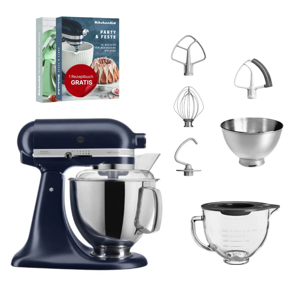 KitchenAid 4,8 L 5KSM175 Artisan Küchenmaschine Glasset mit Glasschüssel-Tintenblau