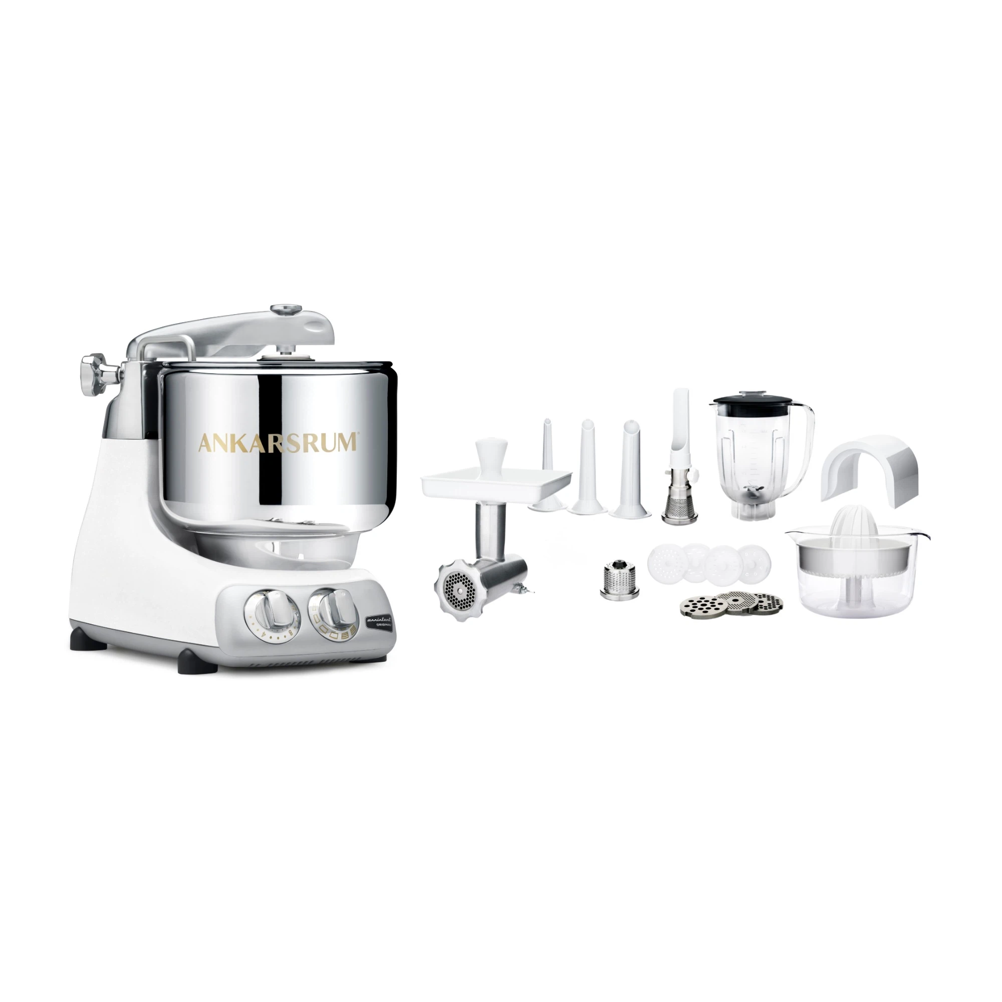 Ankarsrum Paket Allrounderset mit Deluxe Zubehörset-Mineral Weiß