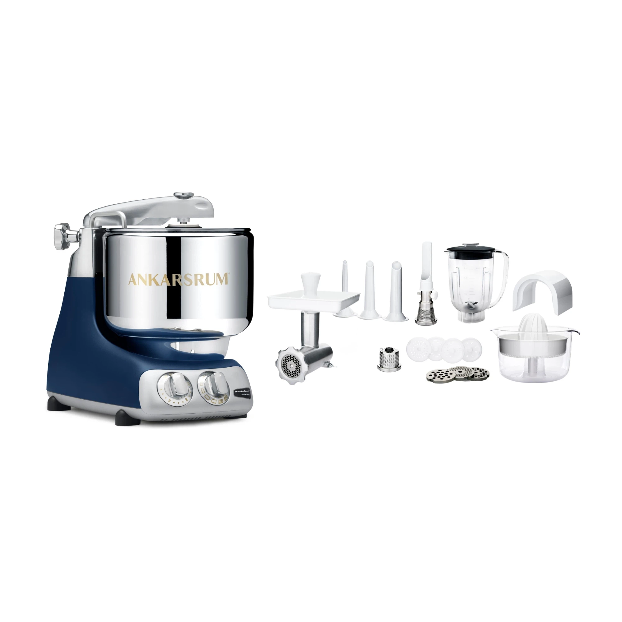 Ankarsrum Paket Allrounderset mit Deluxe Zubehörset-Royalblau