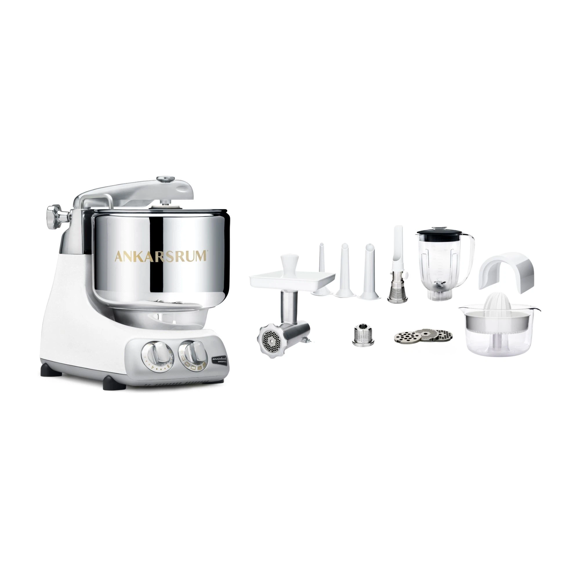 Ankarsrum Paket Allrounderset mit Deluxe Zubehörset-Mineral Weiß