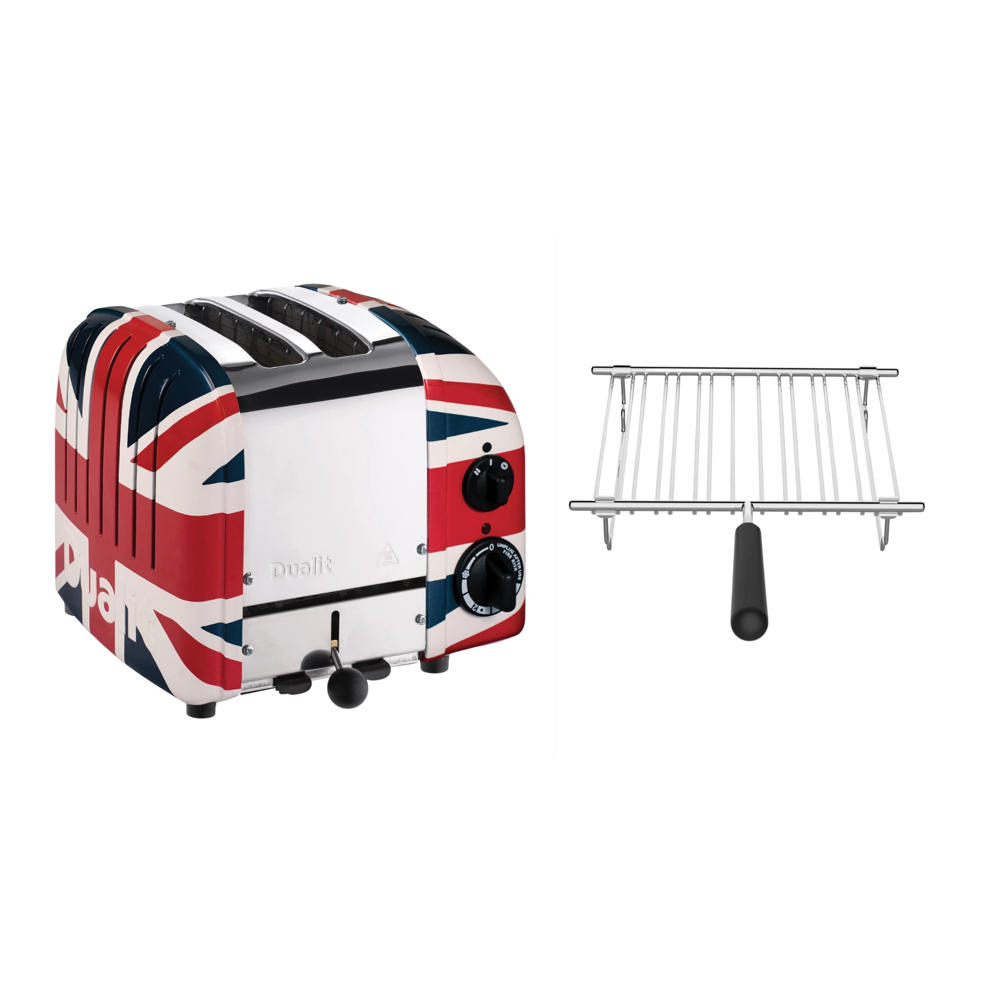 Dualit Toaster Paket 1, 2er Toaster mit GRATIS Brötchenaufsatz-Union Jack