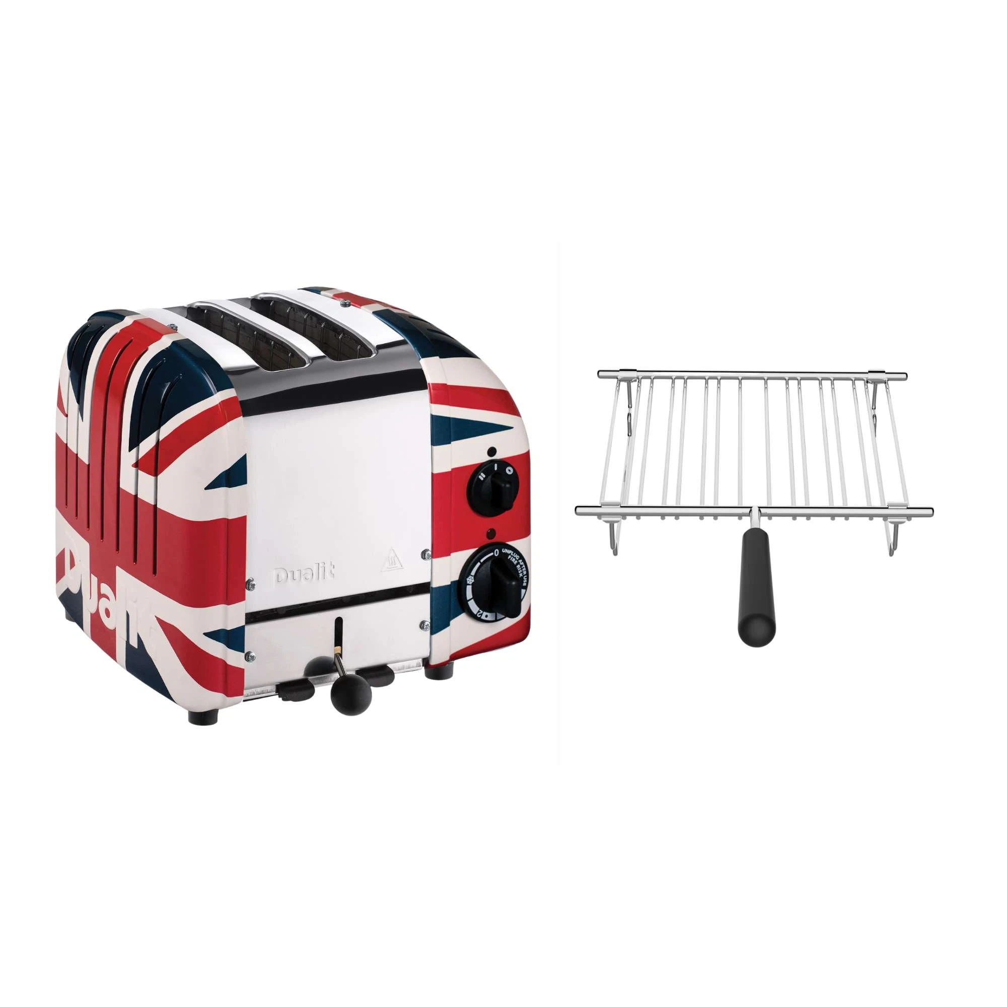 Dualit Toaster Paket 1, 2er Toaster mit GRATIS Brötchenaufsatz-Union Jack