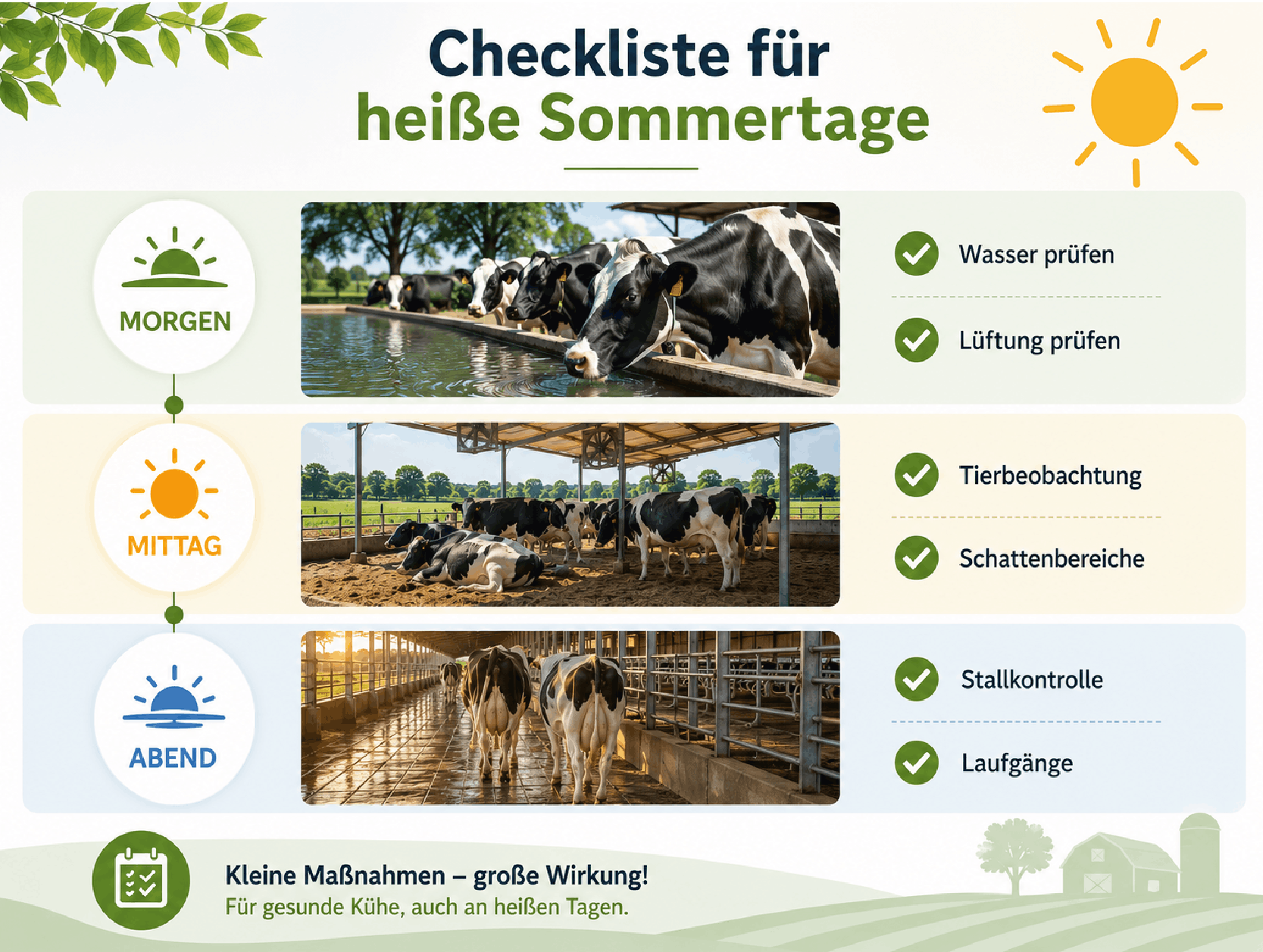 Checkliste für das Sommermanagement im Milchviehbetrieb