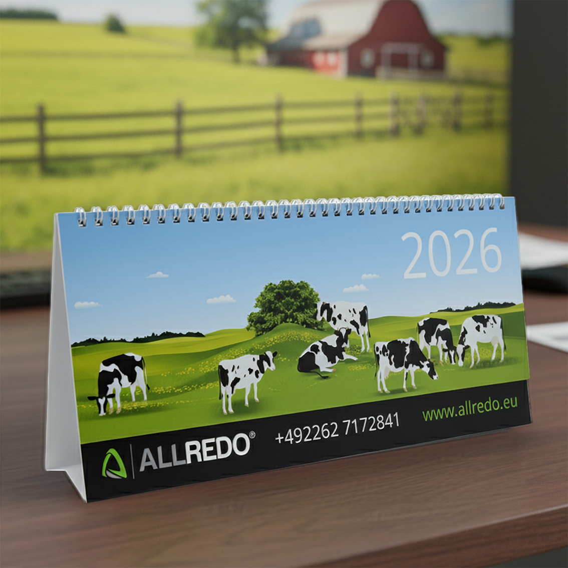 ALLREDO Tischkalender 2026 im Querformat
