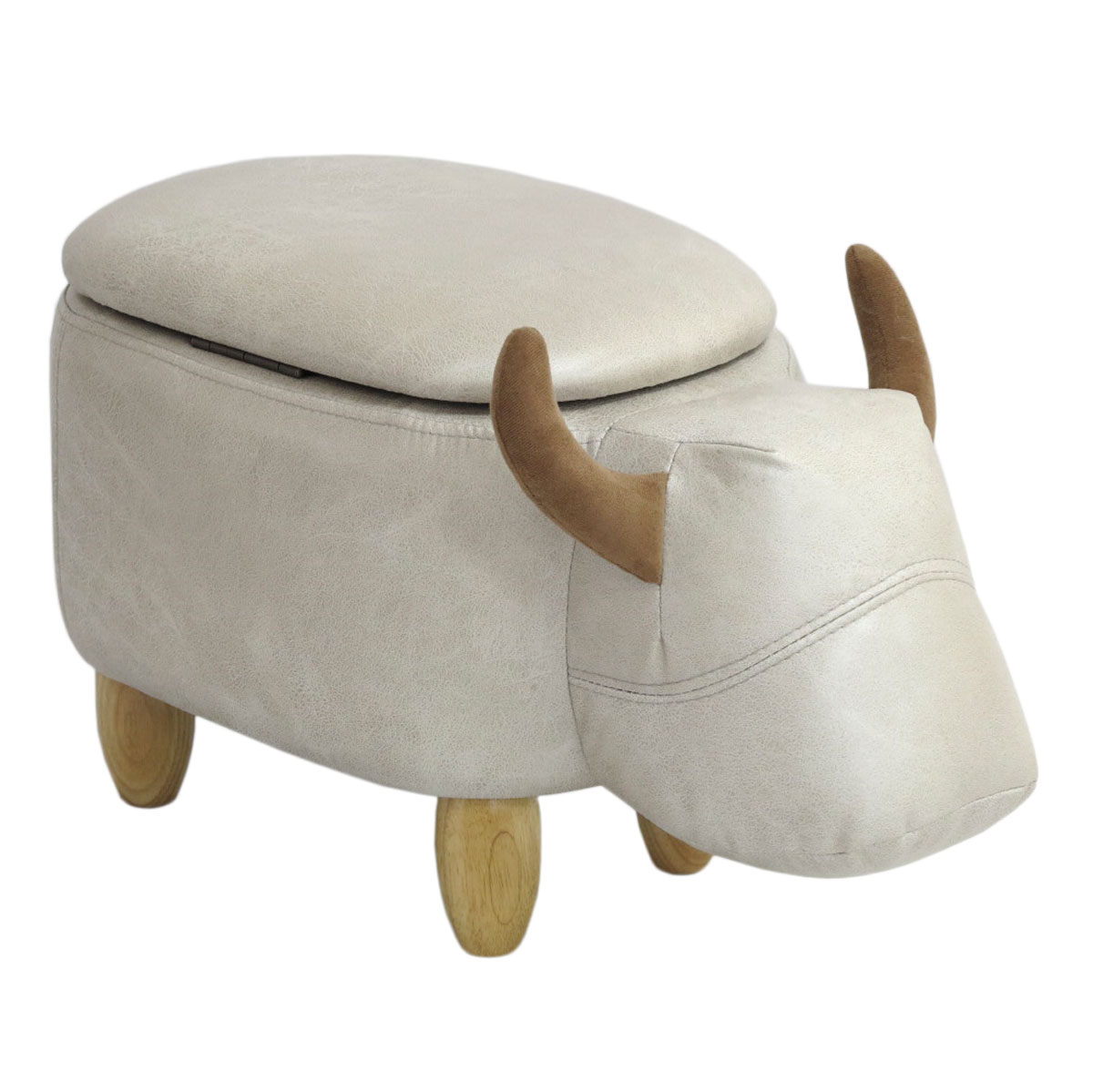 SVITA ANIMAL STORAGE Kinderhocker Hocker mit Stauraum gepolstert Stier Hellbraun