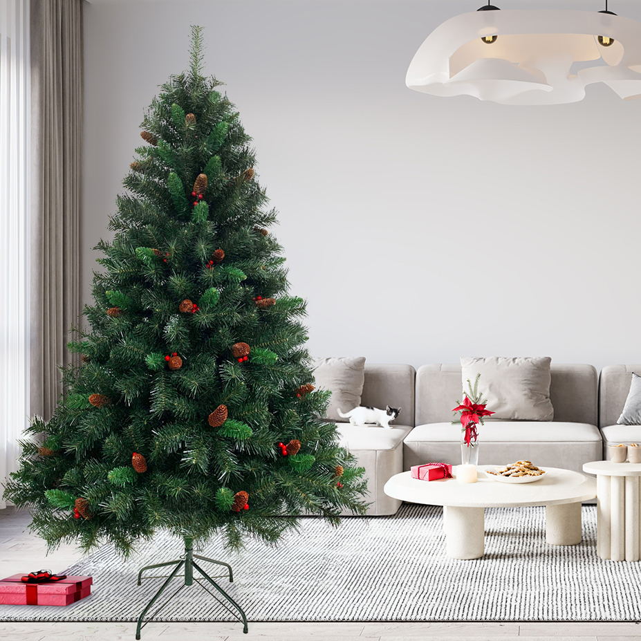 Weihnachtsbaum künstlich Tannenzapfen und Beeren inkl. Ständer 210cm SVITA