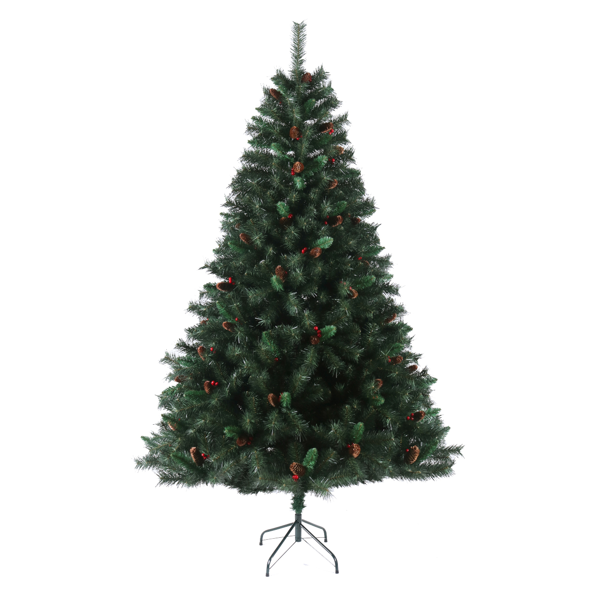 Weihnachtsbaum künstlich Tannenzapfen und Beeren inkl. Ständer 210cm SVITA