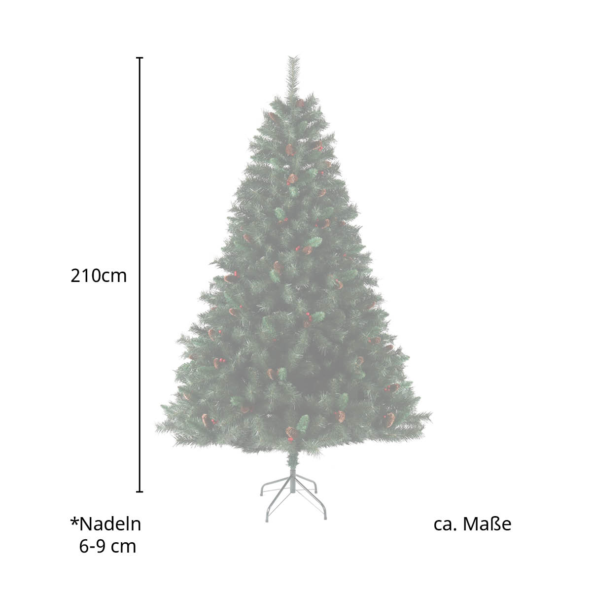 Weihnachtsbaum künstlich Tannenzapfen und Beeren inkl. Ständer 210cm SVITA