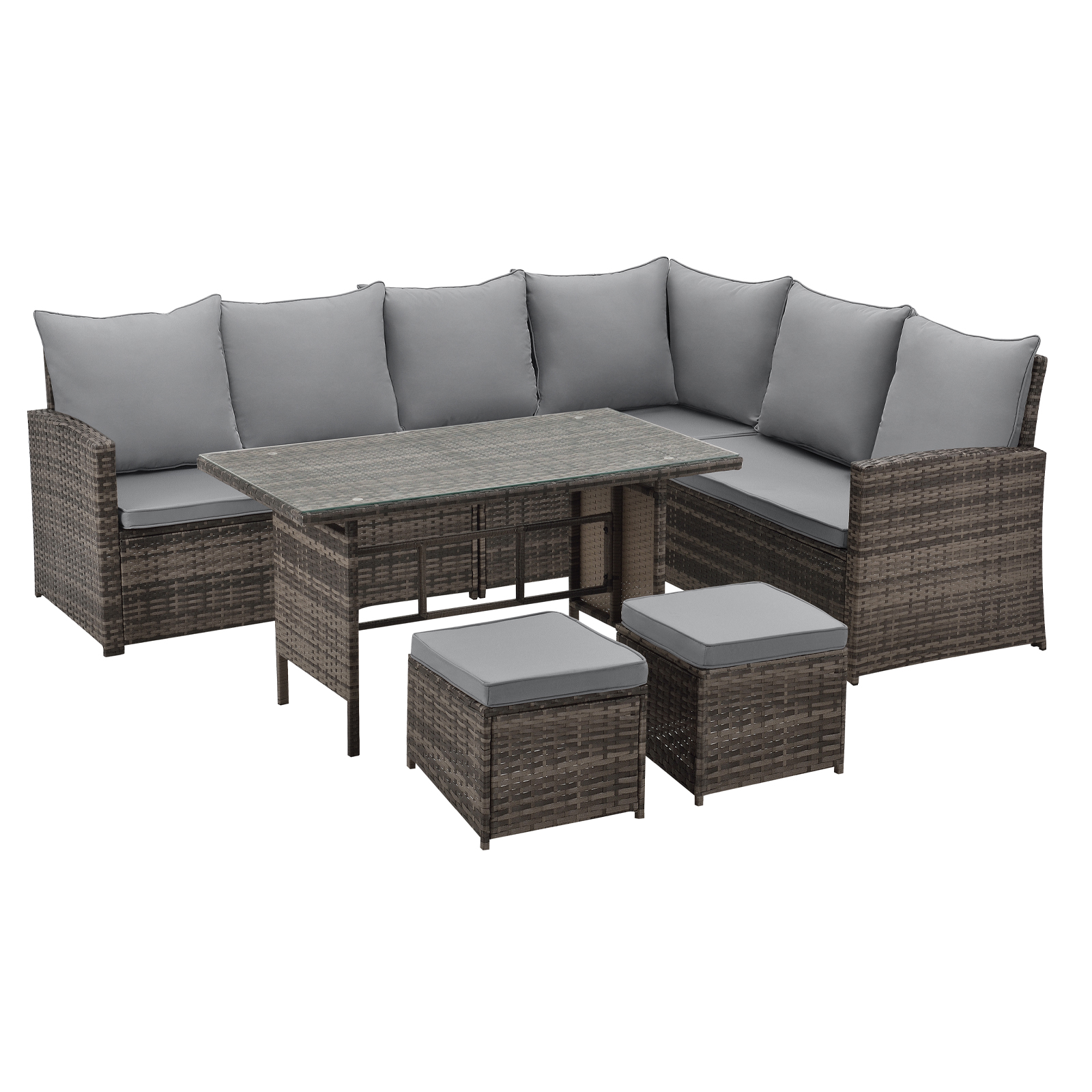 SVITA Monroe Garten-Lounge Set Polyrattan Lounge-Möbel Sitzgruppe Garten Braun