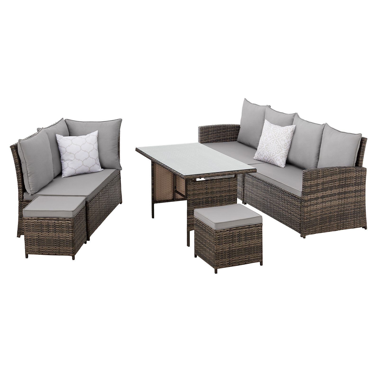 SVITA Monroe Garten-Lounge Set Polyrattan Lounge-Möbel Sitzgruppe Garten Braun