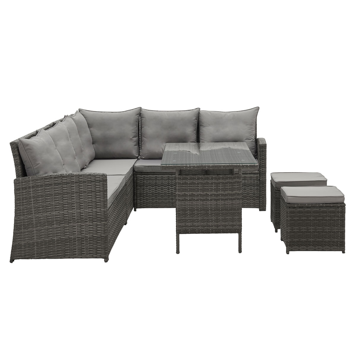 SVITA MONROE Garten-Lounge Set Polyrattan Lounge-Möbel Sitzgruppe Garten Grau