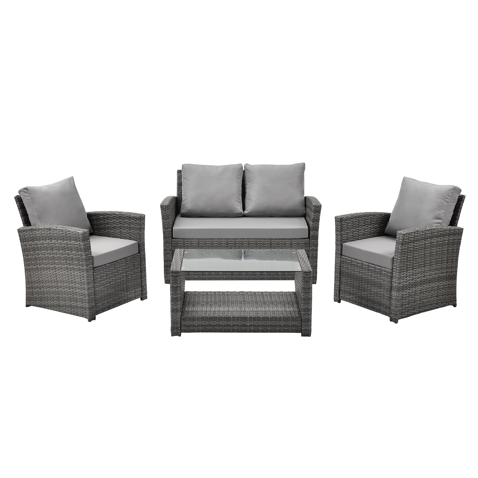 SVITA ROMA Polyrattan Sitzgruppe Lounge Tisch Garnitur Garten Gartenmöbel Grau