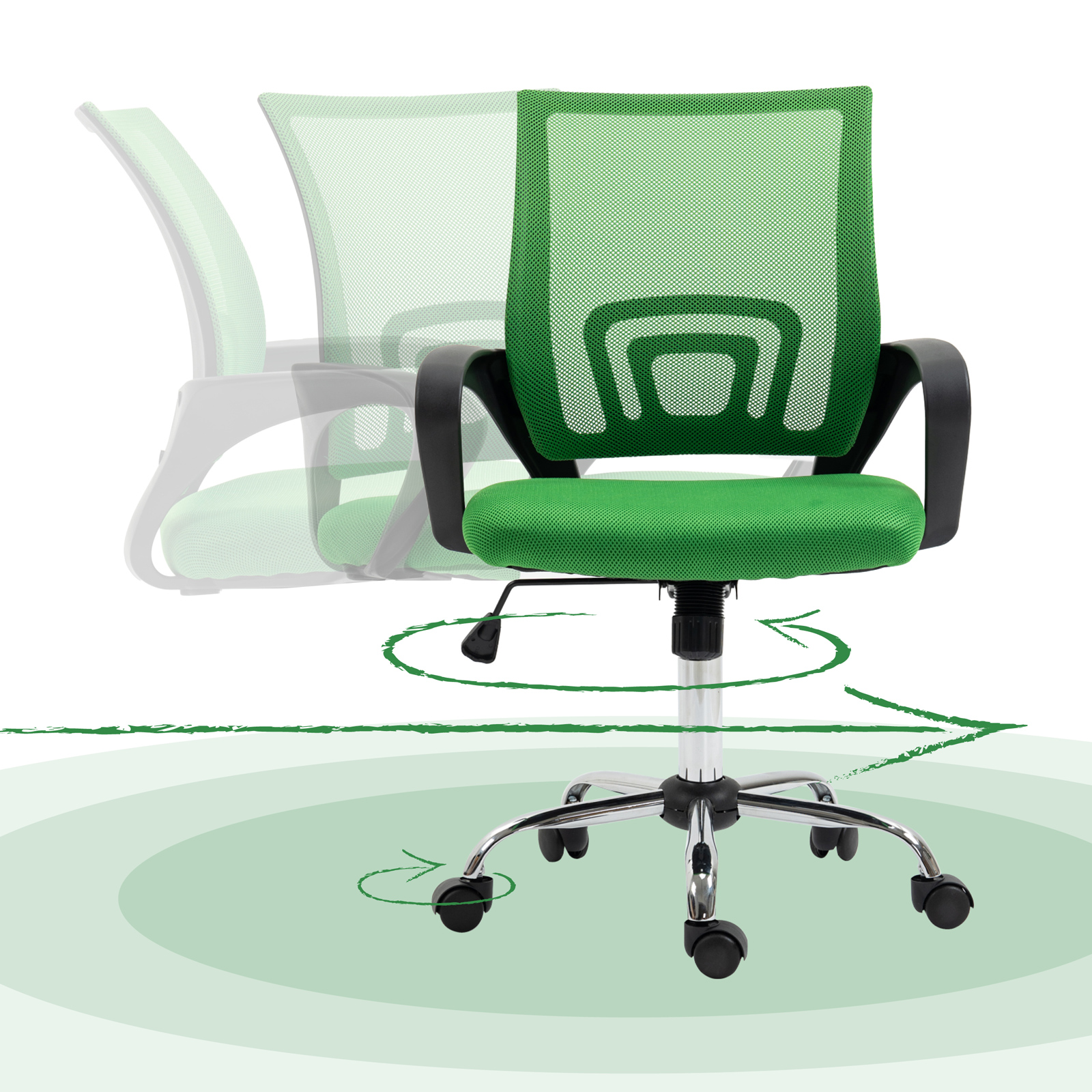 SVITA CYDNEY Schreibtischstuhl Kinder Jugendliche Drehstuhl Bürostuhl Dunkelgrün