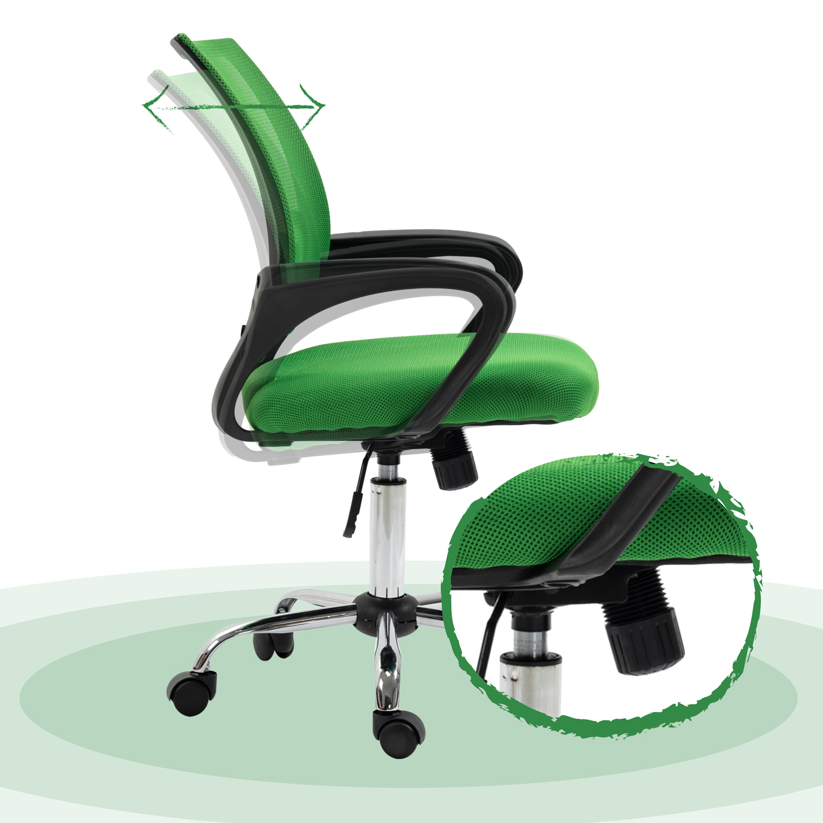 SVITA CYDNEY Schreibtischstuhl Kinder Jugendliche Drehstuhl Bürostuhl Dunkelgrün