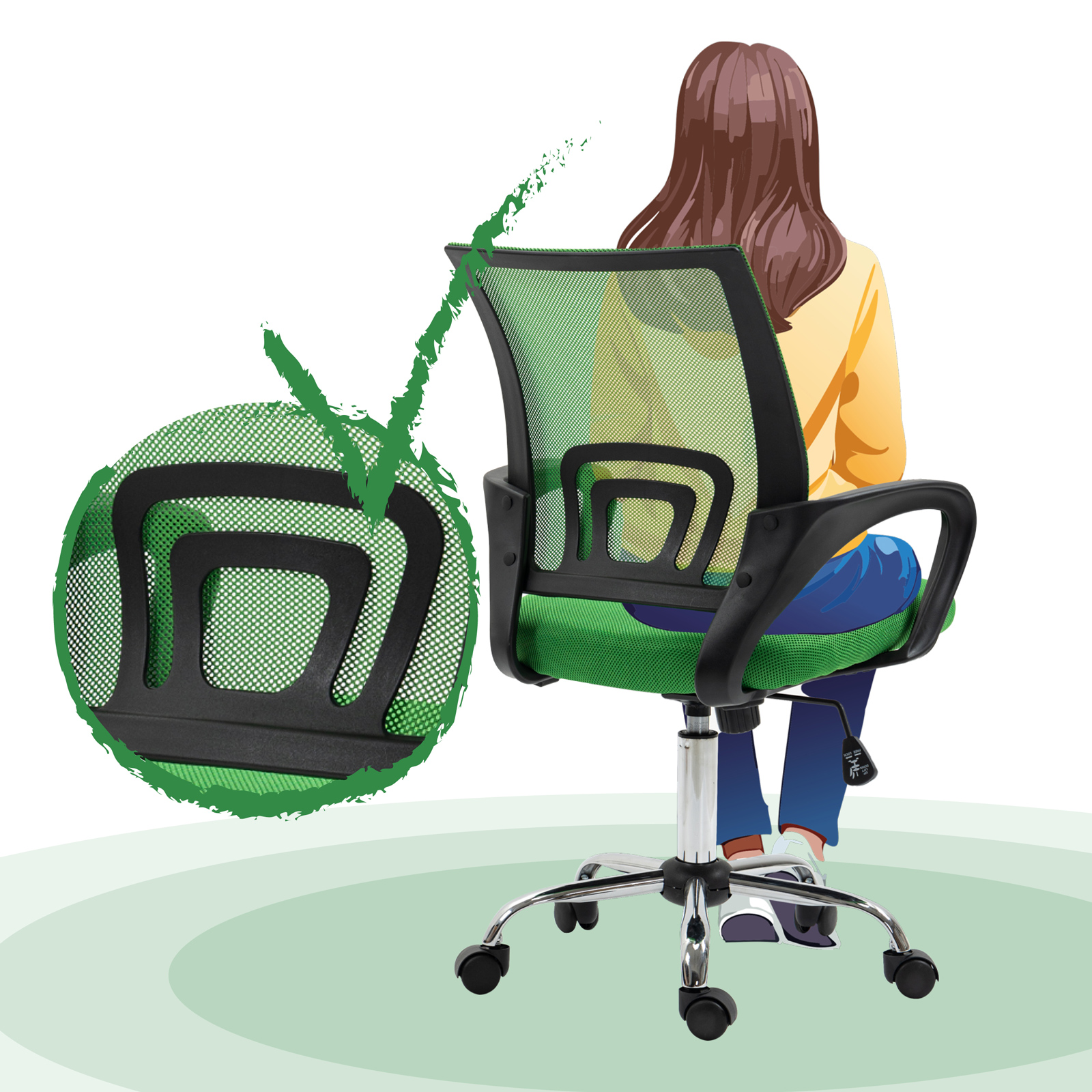 SVITA CYDNEY Schreibtischstuhl Kinder Jugendliche Drehstuhl Bürostuhl Dunkelgrün