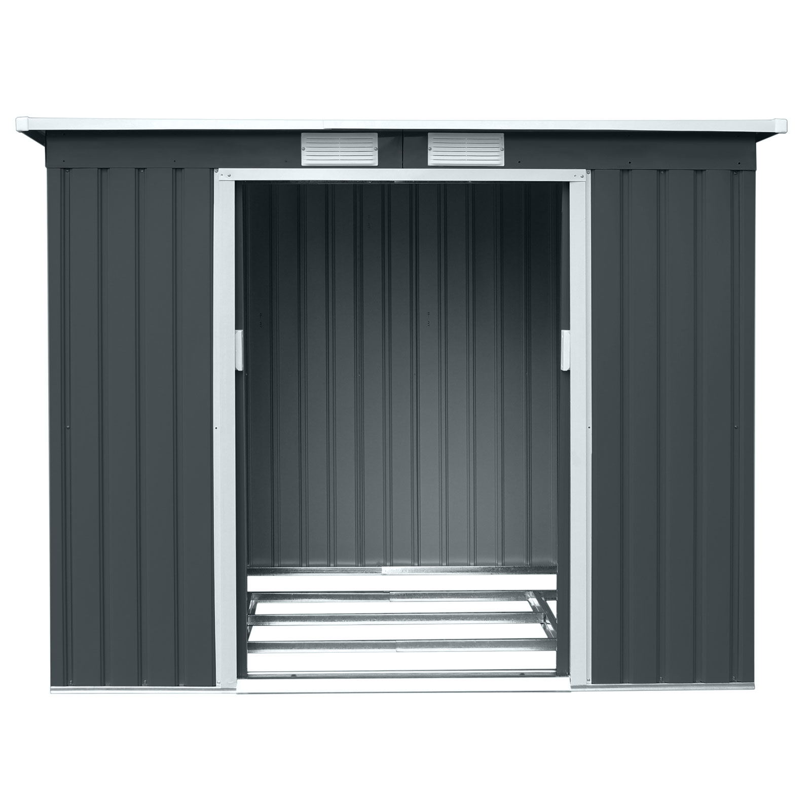 HATTORO P100 Metall Gerätehaus Geräteschuppen Garten Schuppen Gartenhaus Grau L