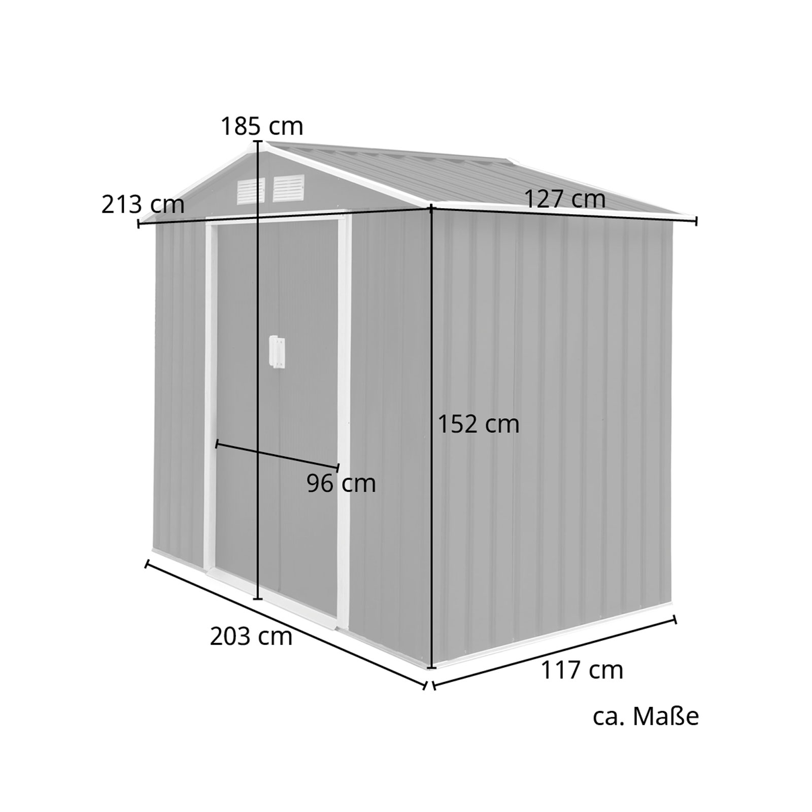 HATTORO S100 Metall-Gerätehaus Satteldach Geräte-Schuppen Gartenhaus Hellgrau