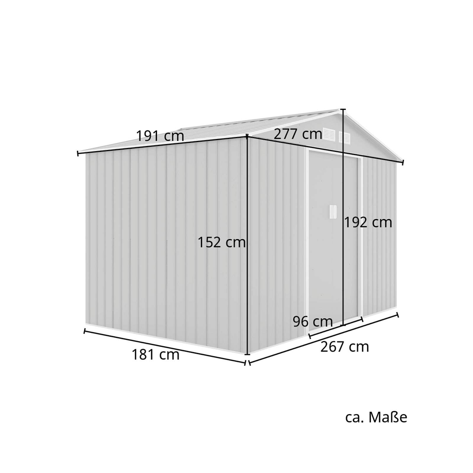 HATTORO S200 XXL Metall Gerätehaus Häuschen Geräte-Schuppen Gartenhaus Hellgrau