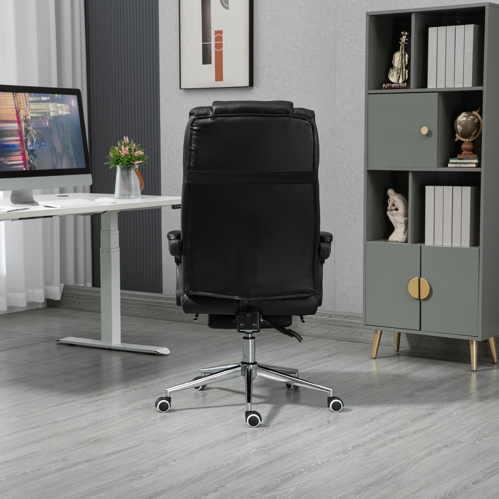 SVITA Bürostuhl Fußstütze Schreibtischstuhl höhenverstellbar Chefsessel Schwarz