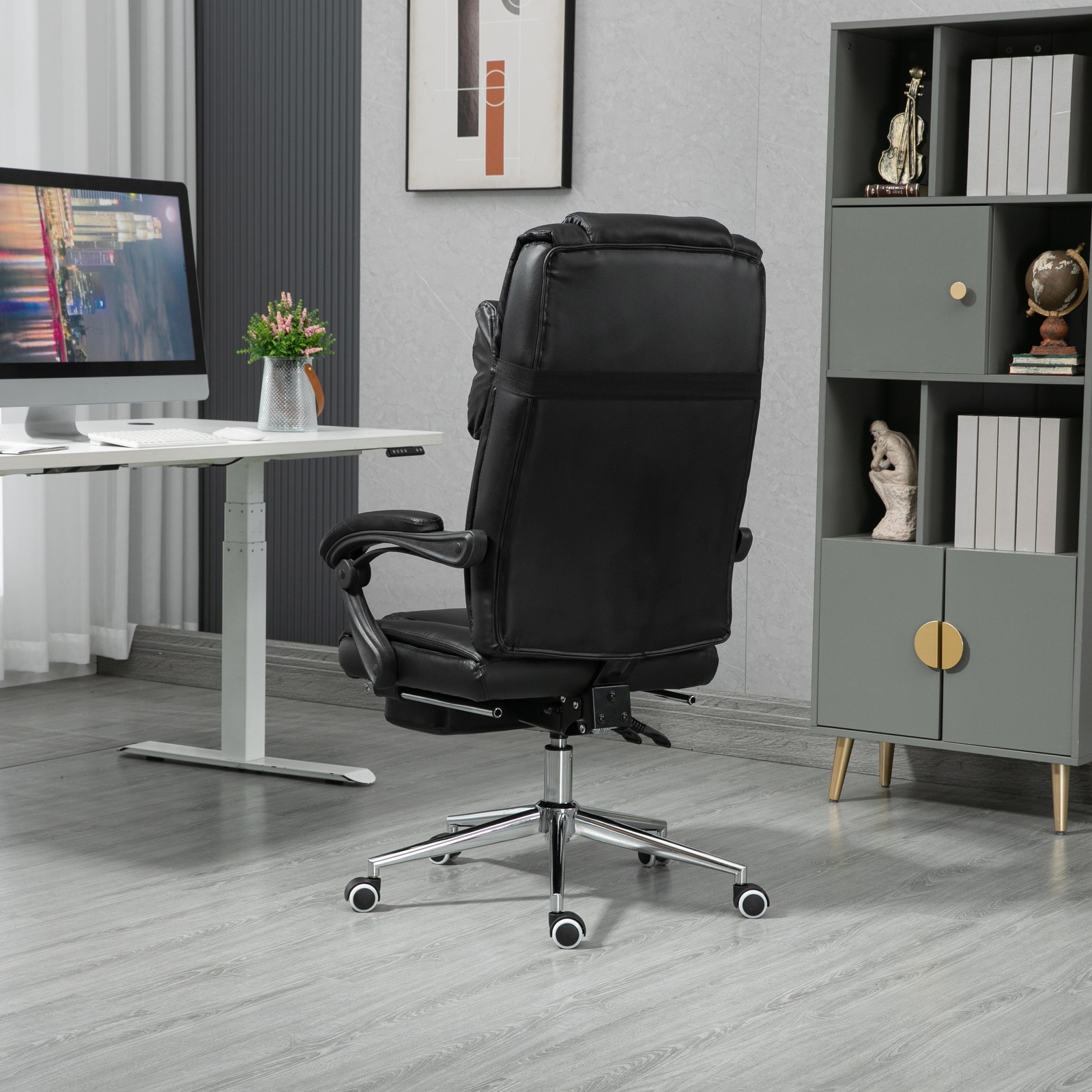 SVITA Bürostuhl Fußstütze Schreibtischstuhl höhenverstellbar Chefsessel Schwarz
