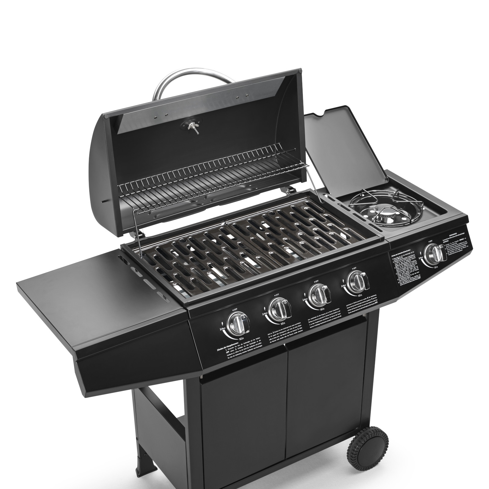 TAINO BASIC 4+1 Gasgrill BBQ GRILLWAGEN Edelstahl Brenner Seitenkocher TÜV Grill