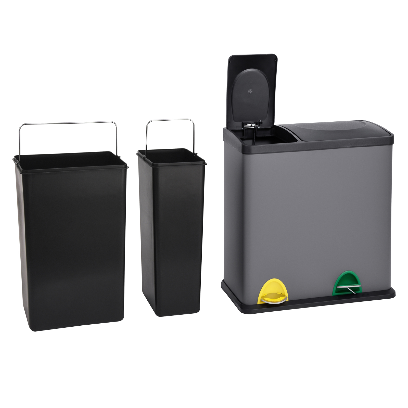 SVITA TC2Combo35 Mülleimer 35 Liter 12+23l Treteimer Trennsystem Küche Grau