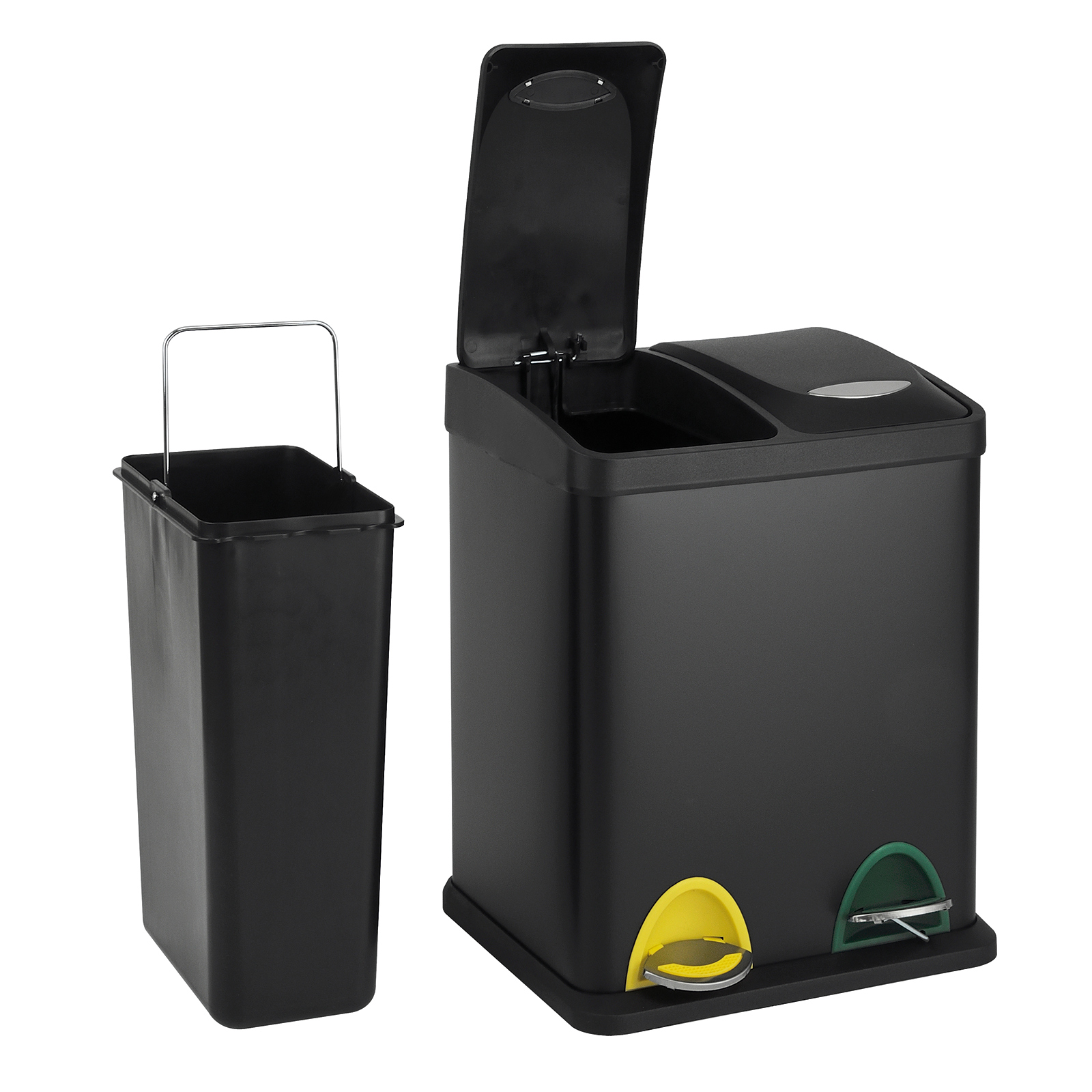 SVITA TC2X8 Küchen-Eimer 16 L Abfalleimer 2er-Mülleimer Mülltrennung Schwarz