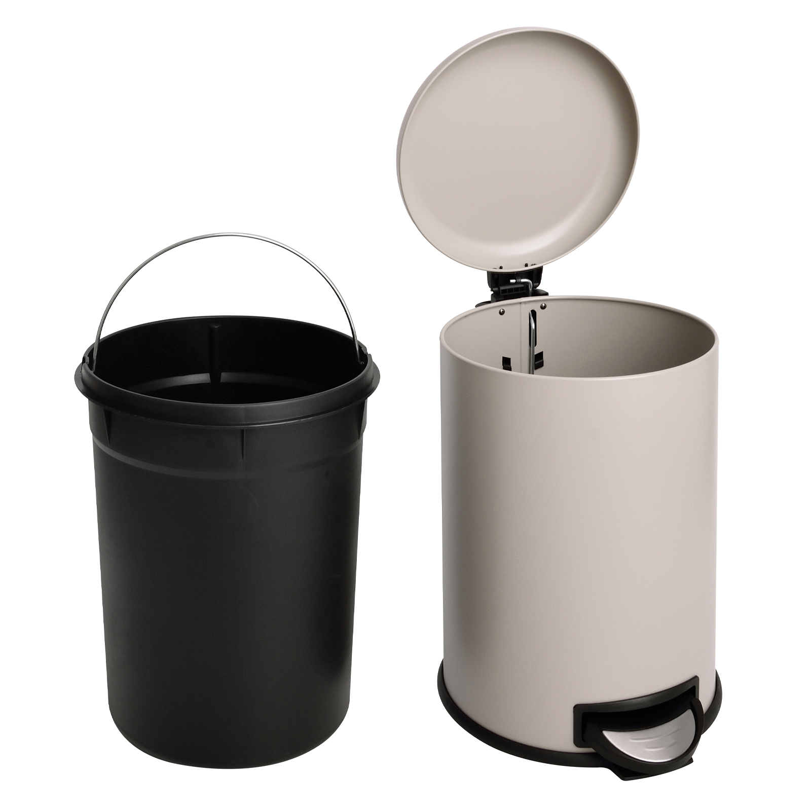Mülleimer 20Liter Stahl Treteimer Abfalleimer Mülltonne Taupe SVITA T20