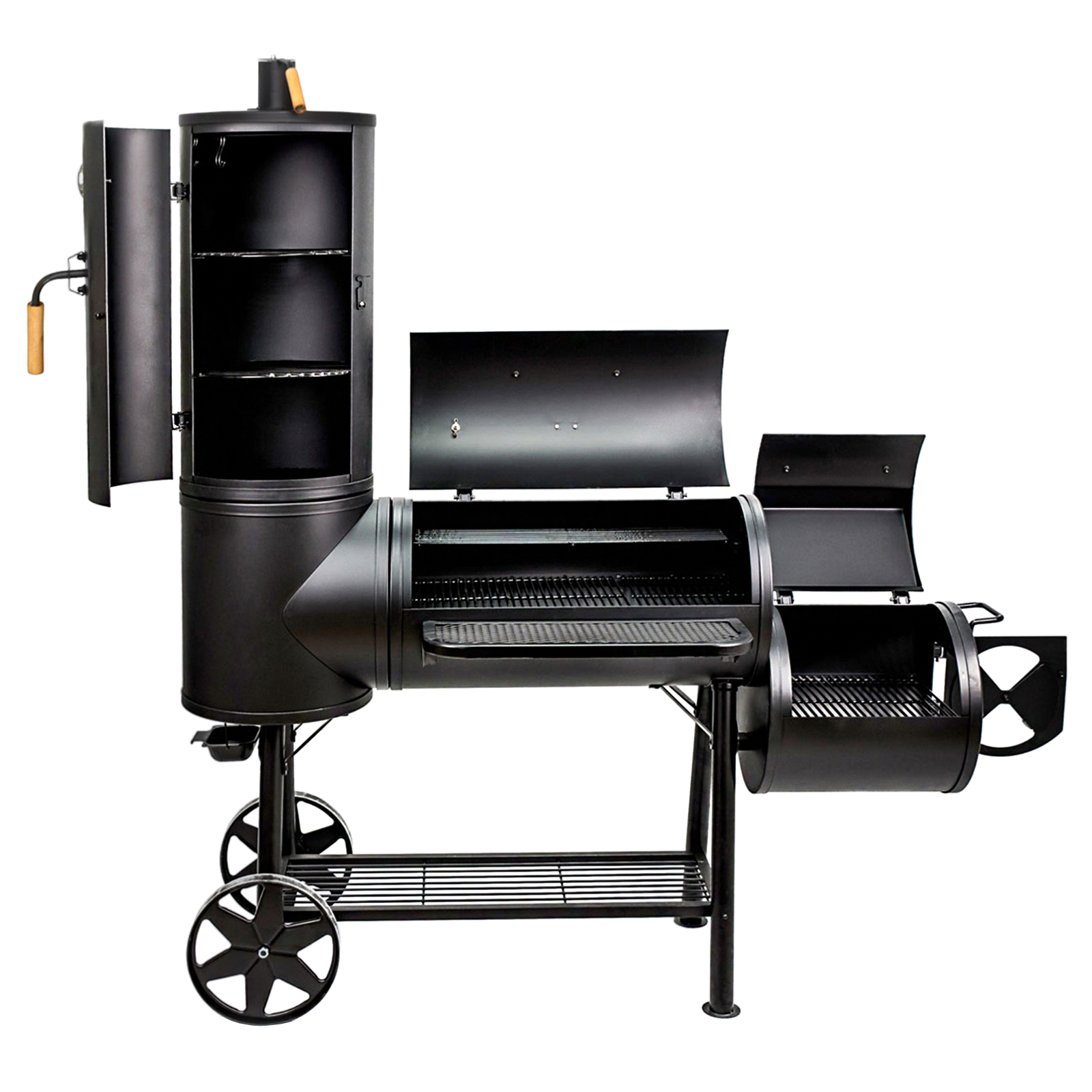 TAINO CHIEF 130 KG Smoker BBQ Grillkamin Räucherofen Holzkohle Grill 3,5mm Stahl